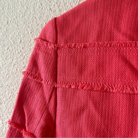 J. Crew Cotton Modal Blend Semi Cropped Jacket Sz 0 Coral Barbie Clueless preppy - Picture 7 of 9